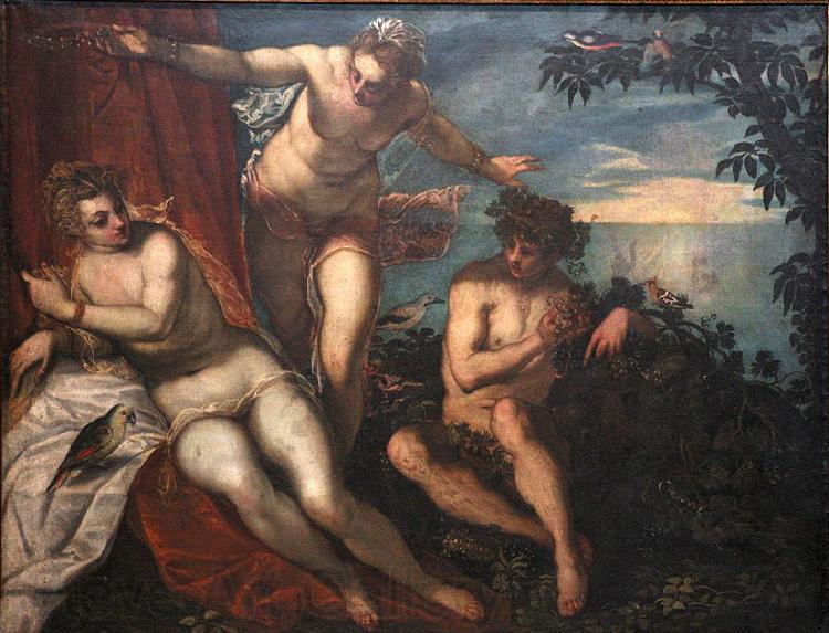 Domenico Tintoretto Bacchus, Ariadne and Venus France oil painting art